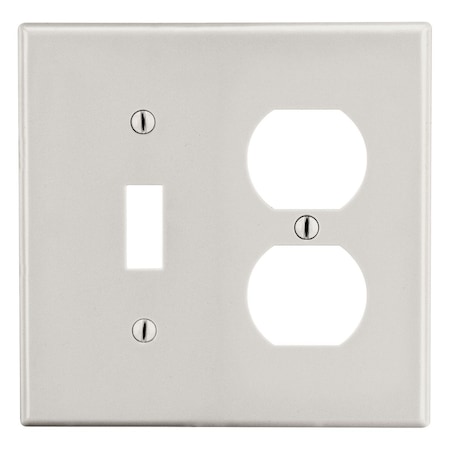 Hubbell Wiring Device-Kellems Wallplate, 2-Gang, 1) Duplex 1) Toggle, Light Almond P18LA